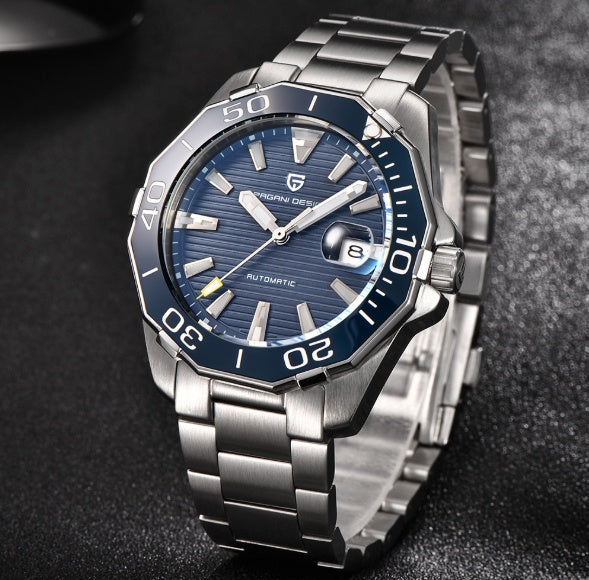 Pagani Design Diver’s Mechanical Watch – Blue Steel
